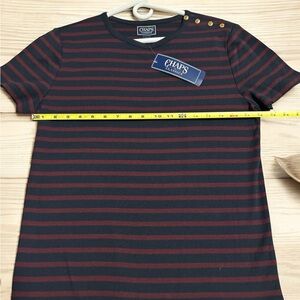 Chaps Women’s Sz large burgundy top with buttons on shoulder.  NWT